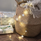 1.9m White Wooden Star Micro LED Garland