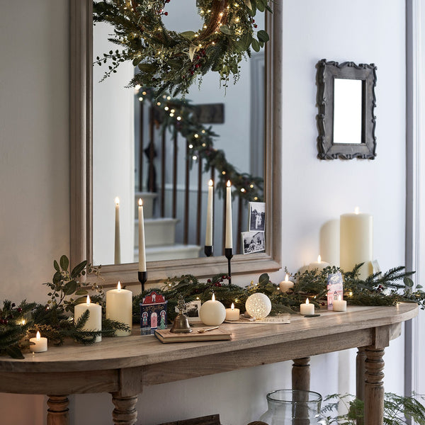 2m Pre Lit Pine & Red Berry Christmas Garland