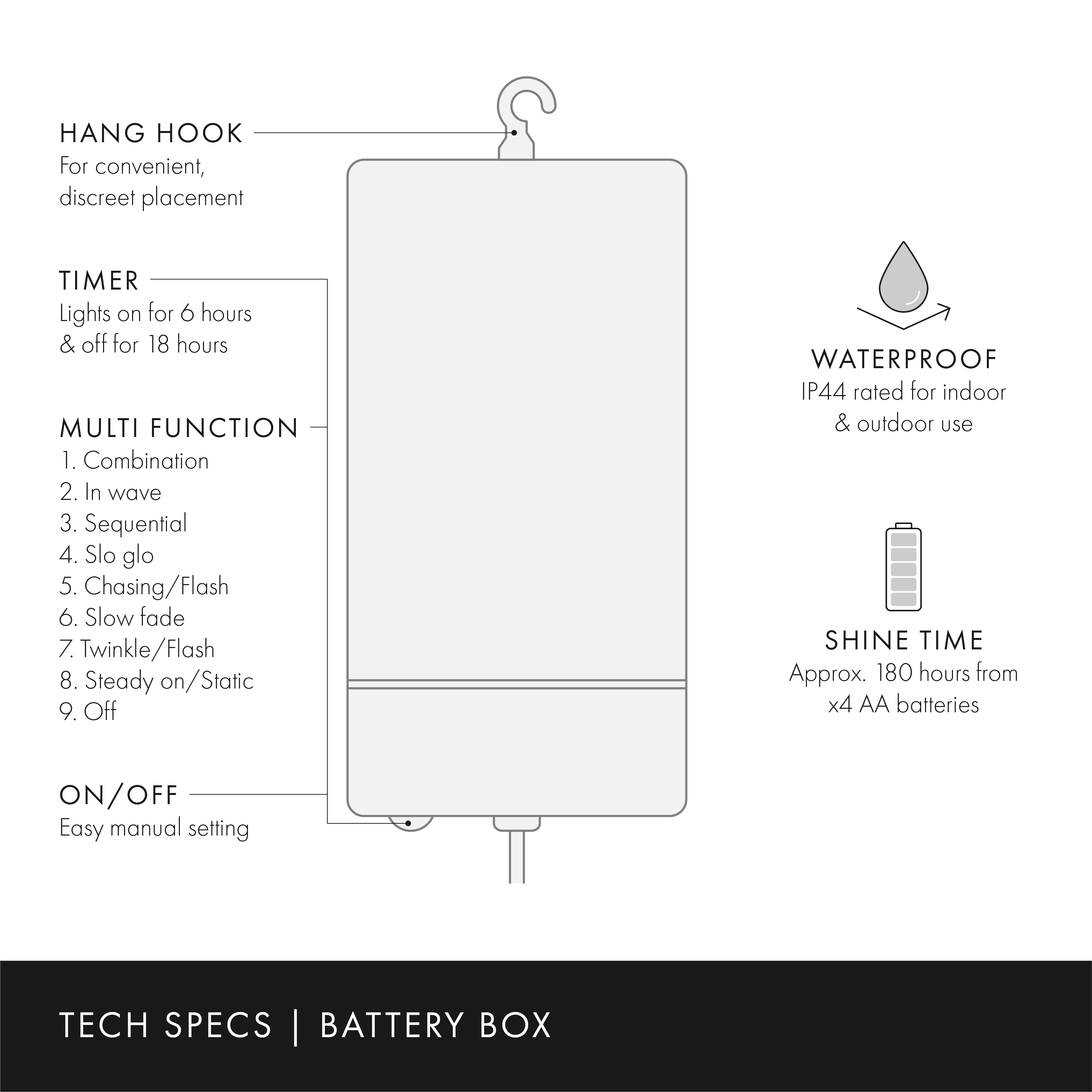 100 Warm White LED Outdoor Battery Fairy Lights On Green Cable