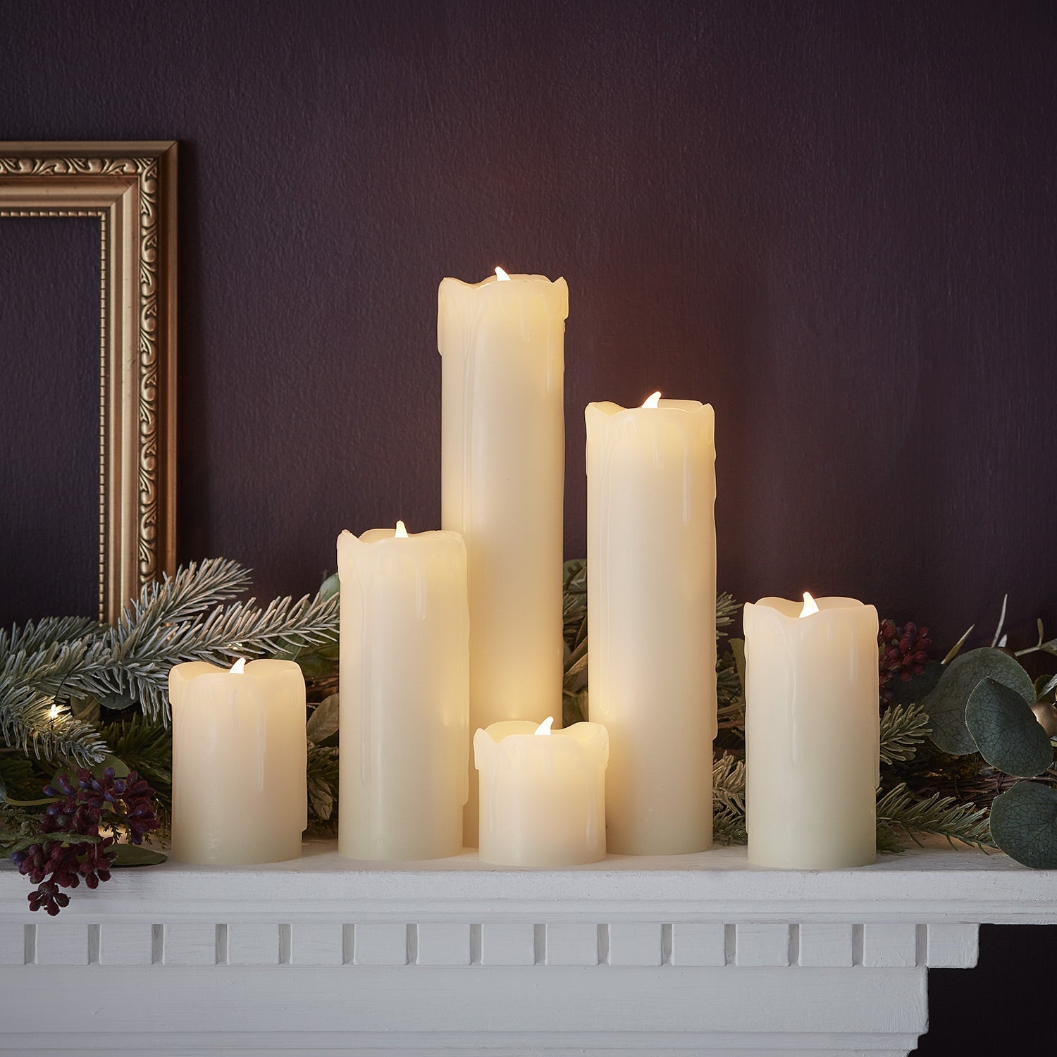 6 Slim LED Battery Candles With Dripping Wax