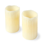 2 Melted Wax Battery Powered Church Pillar LED Candles