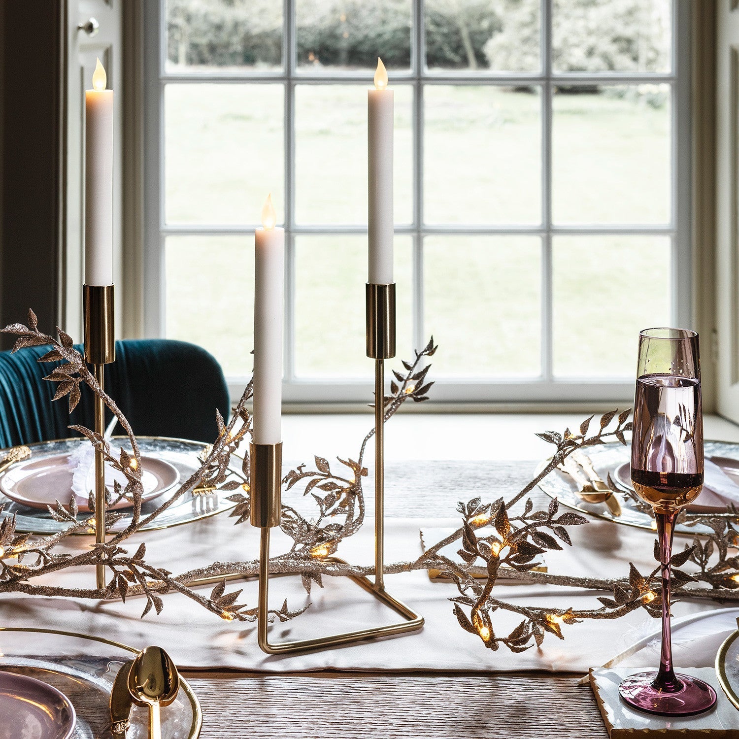 2 Ivory LED Taper Candles