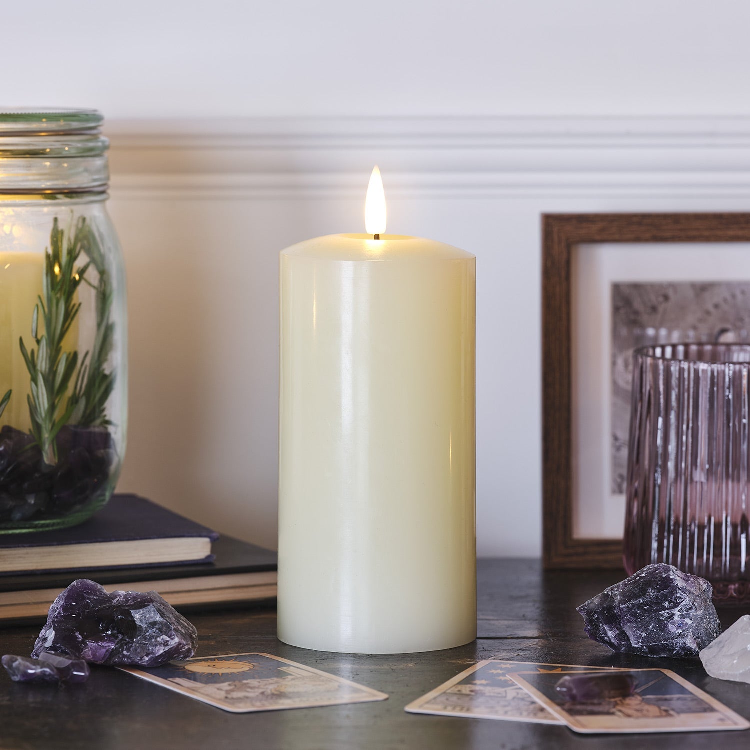 15cm TruGlow® Ivory LED Pillar Candle with Remote Control