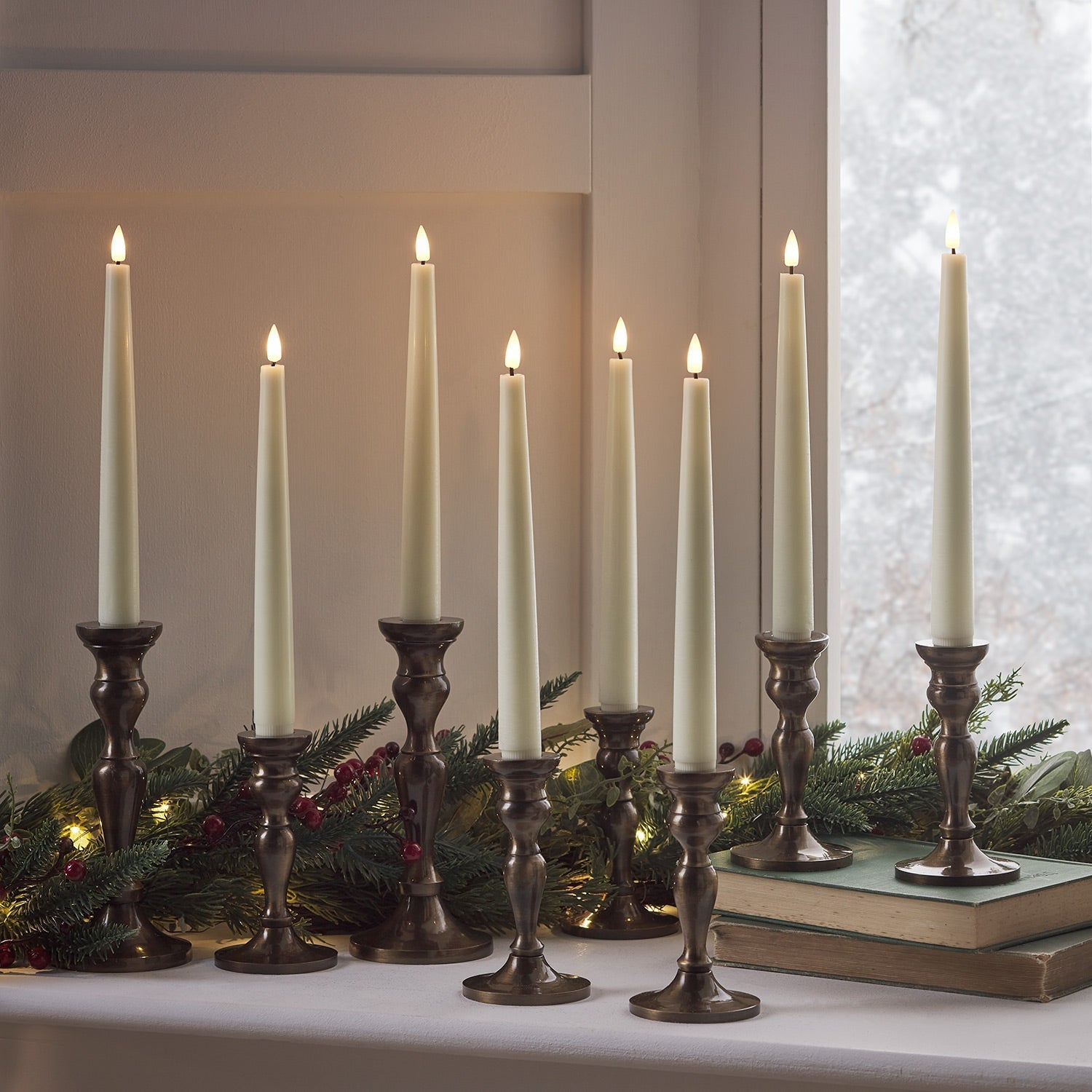 4 Ivory TruGlow® LED Taper Candles with Remote Control