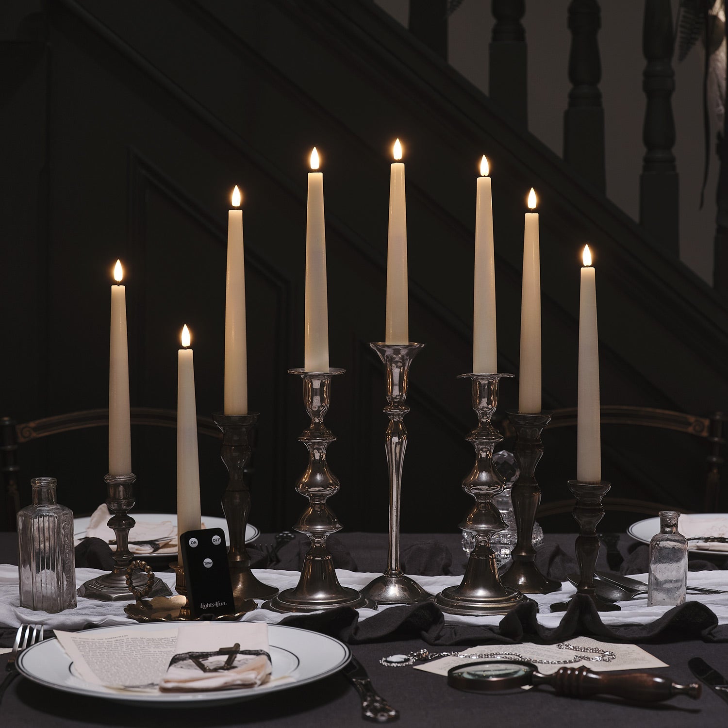 8 TruGlow® Ivory LED Taper Candles with Remote Control