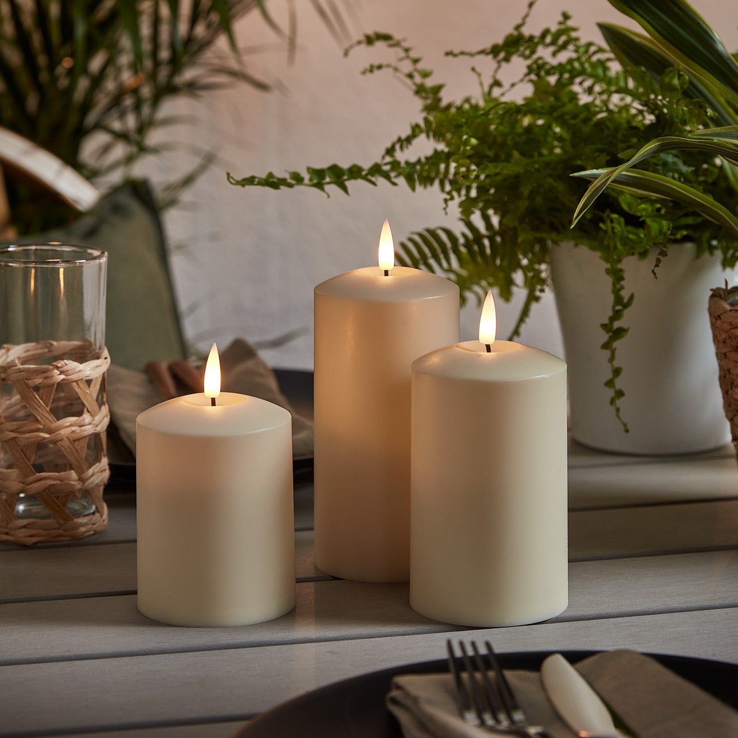 TruGlow® Waterproof Outdoor Candle Trio