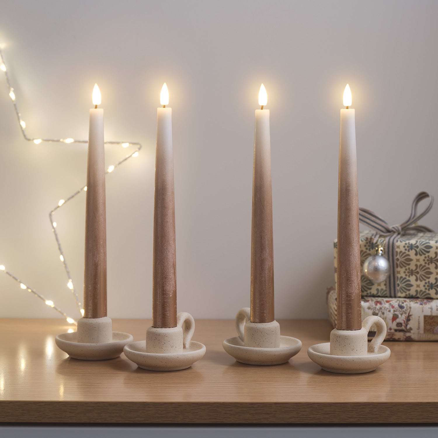 4 Bronze Ombre  TruGlow® Remote Control LED Taper Candles