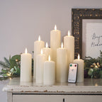 9  TruGlow® Ivory LED Slim Pillar Candles With Remote Control