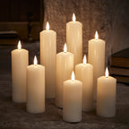 9  TruGlow® Ivory LED Slim Pillar Candles With Remote Control