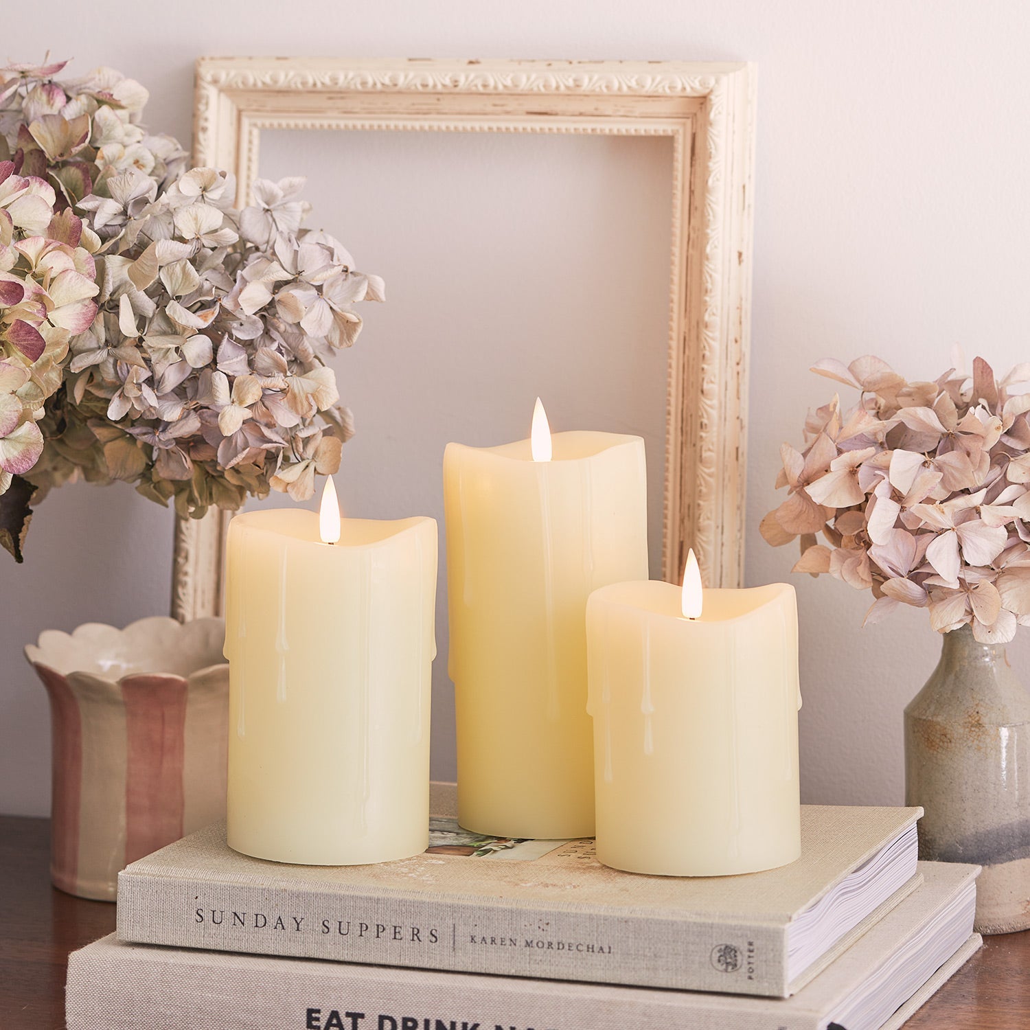 TruGlow® Dripping Wax LED Pillar Candle Trio