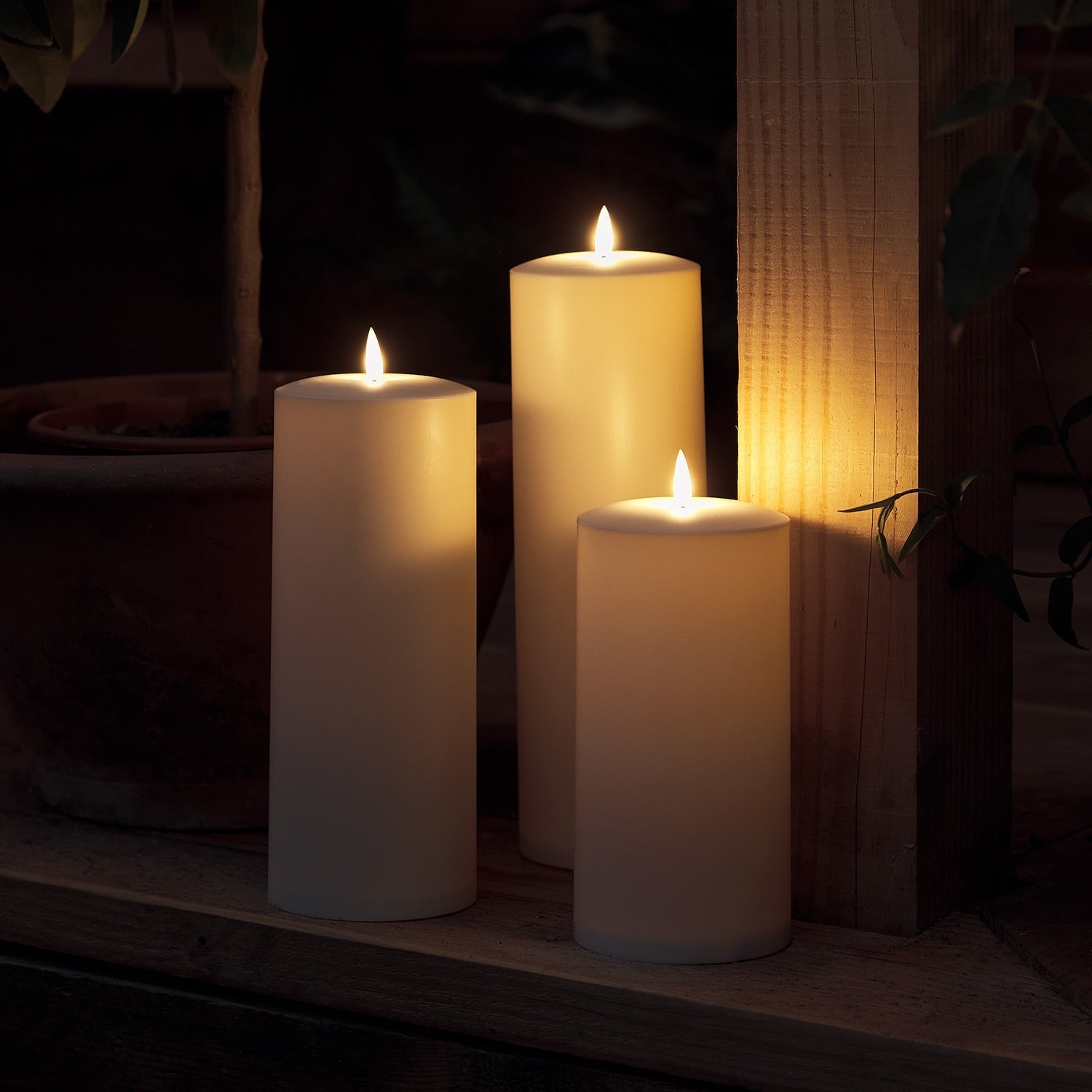 Large TruGlow® Waterproof Outdoor Candle Trio