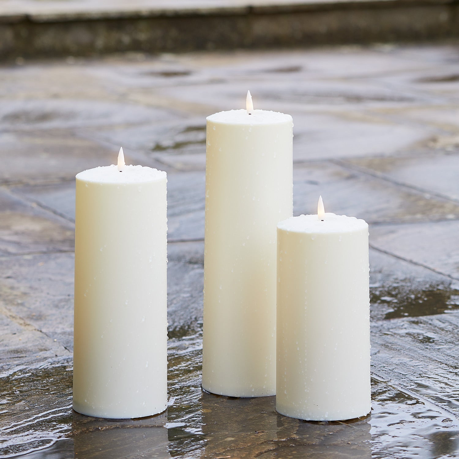 Large TruGlow® Waterproof Outdoor Candle Trio