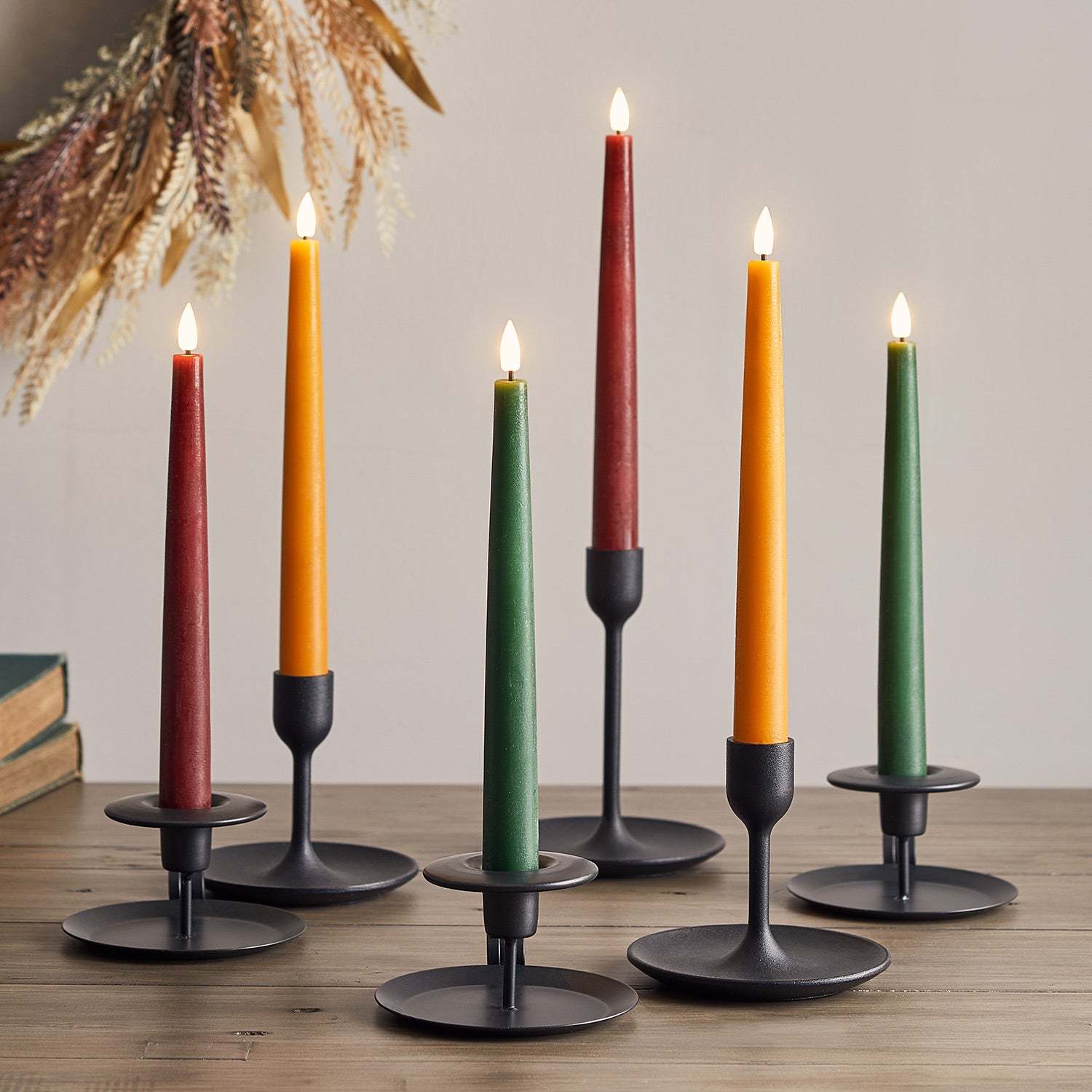 6 TruGlow® Autumnal Remote Controlled LED Taper Candles