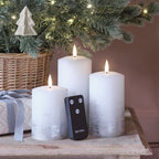 3 TruGlow® Silver Ombre LED Pillar Candles