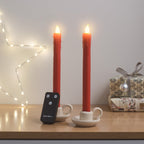 2 Red LED Taper Candles