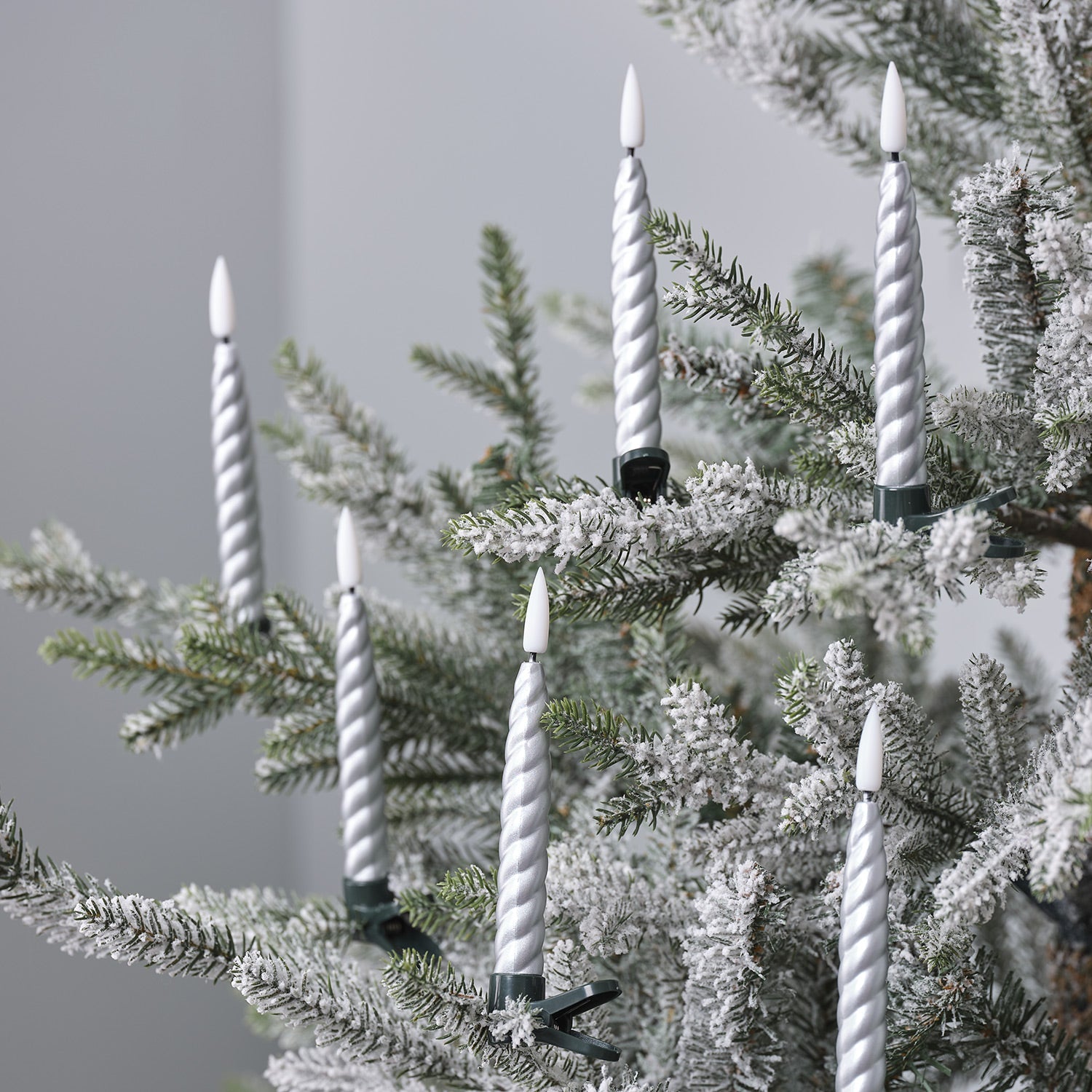 10 Silver TruGlow® LED Christmas Candle Clips with Remote Control