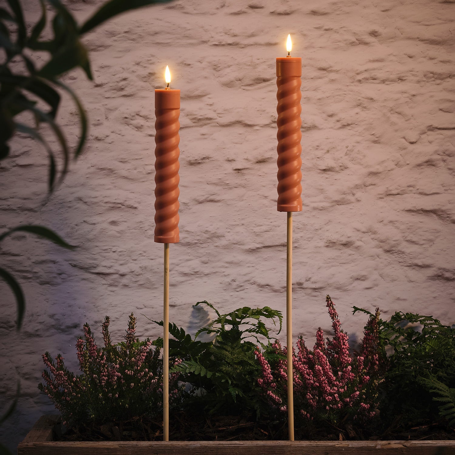 2 TruGlow® Terracotta Coloured Solar Tiki Torches