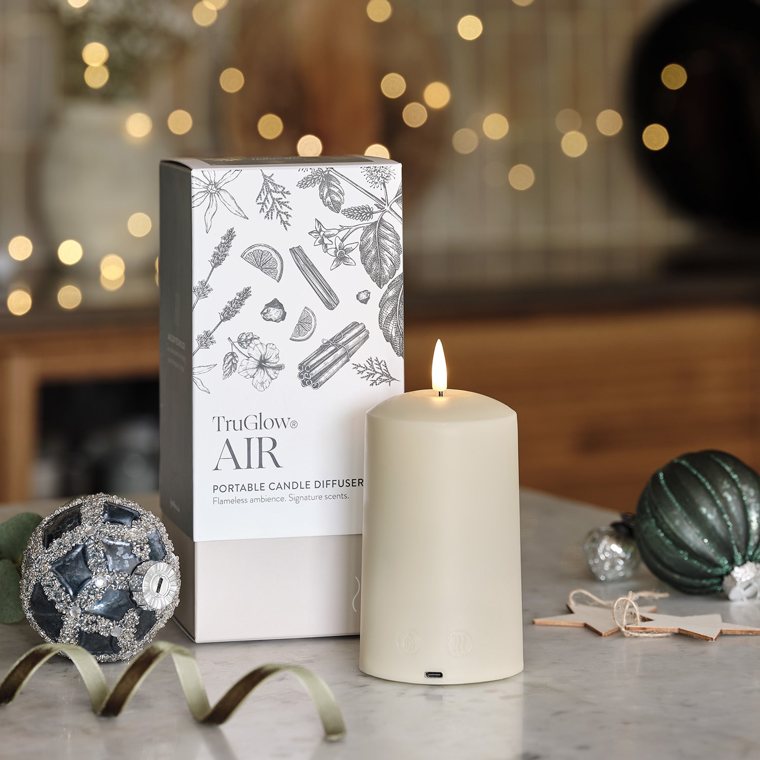 TruGlow AIR® Portable Candle Diffuser & Spring Summer Diffuser Oil Bundle