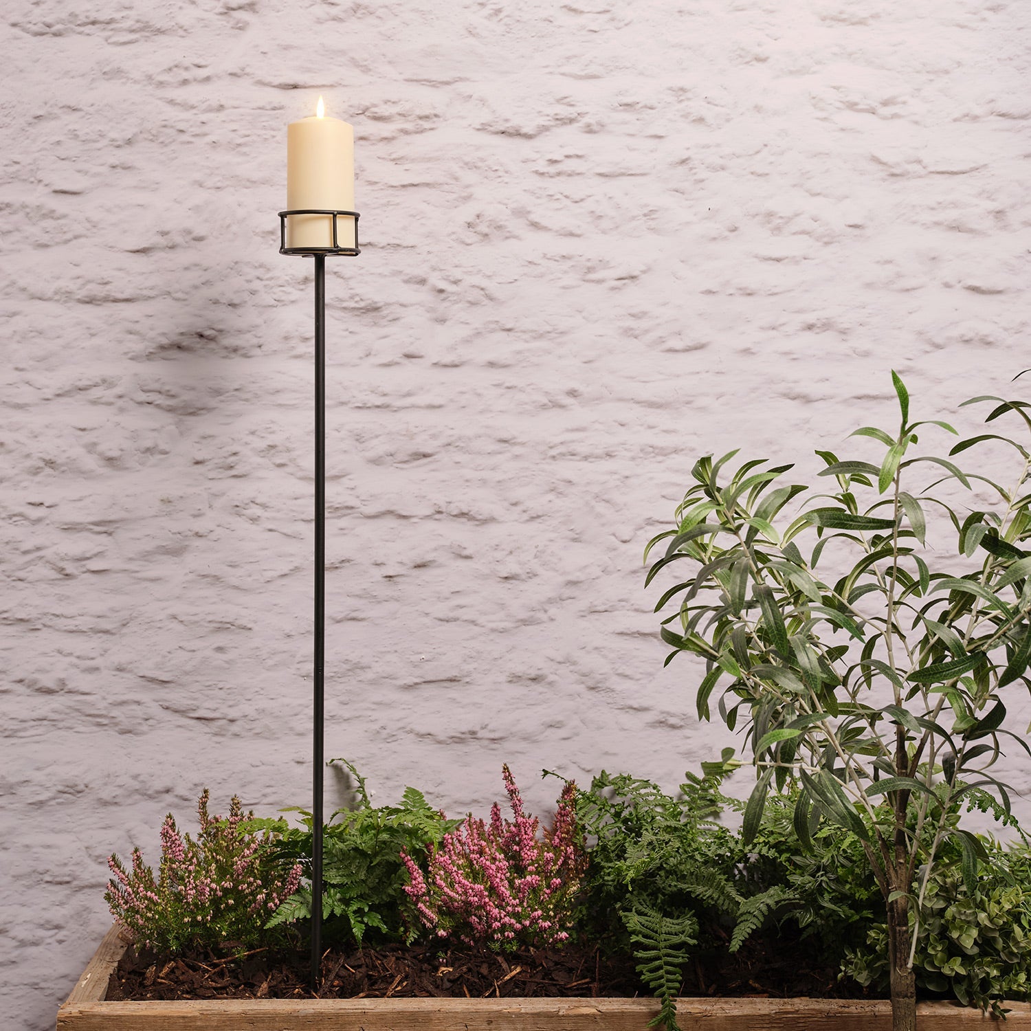 Adjustable Outdoor Candle Stake with TruGlow® Pillar Candle
