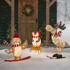 86cm Sledging Penguin, Snowboarding Owl & Skiing Moose Christmas Figures