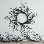 Pre Lit Black Glitter Halloween Wreath & Garland