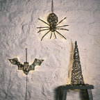 Rattan Spider, Bat & Witches' Hat LED Halloween Figures Bundle