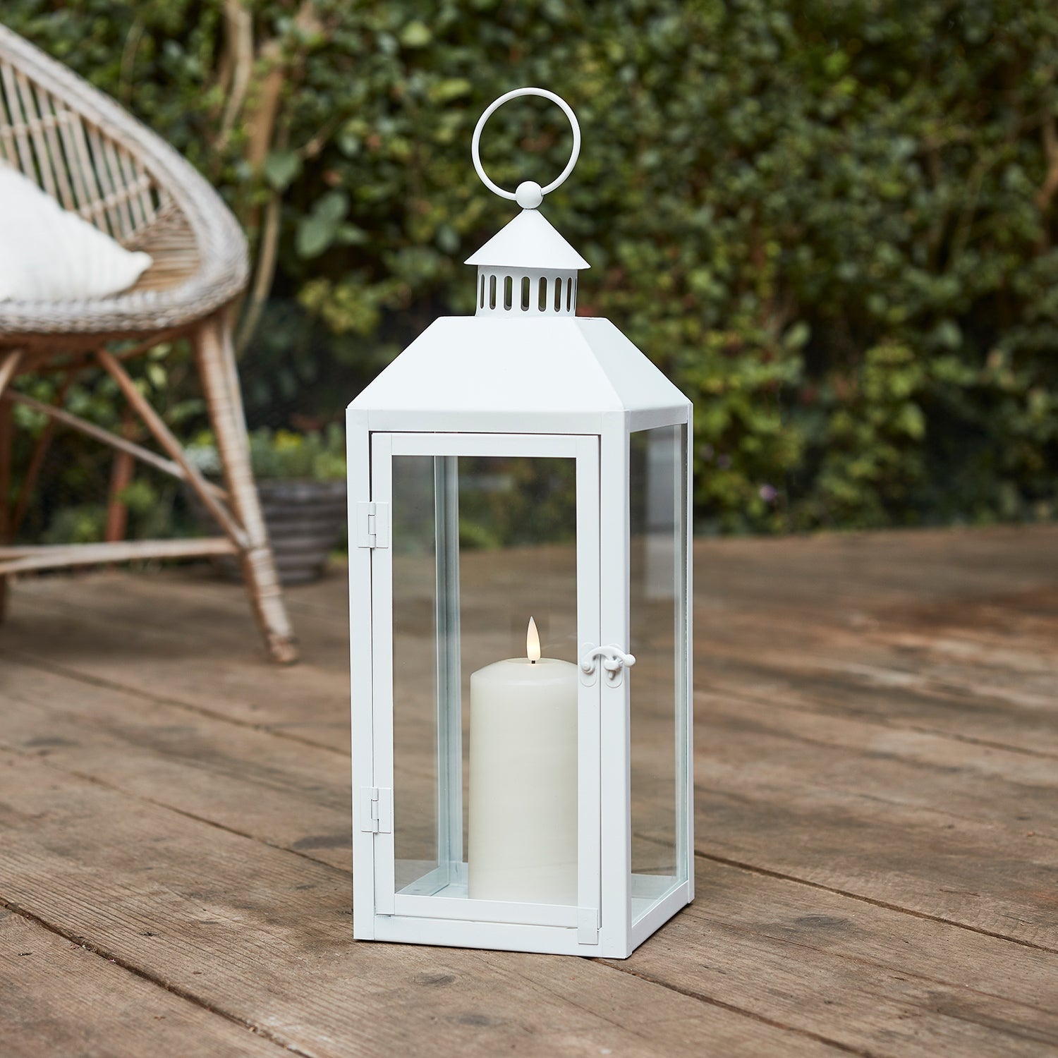Perth White Garden Lantern Trio with TruGlow® Candles