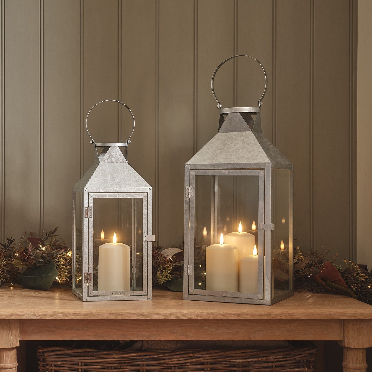 Hayle Large Metal Outdoor Lantern with TruGlow® Candle Trio