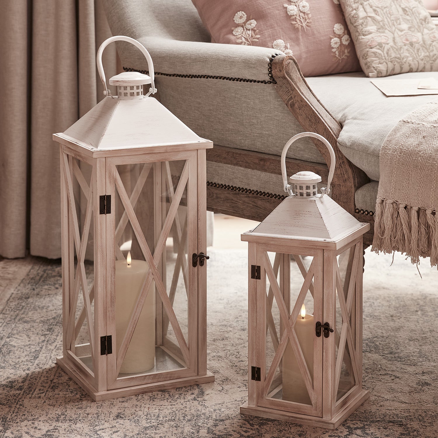Folkestone Wooden Lantern Duo with TruGlow® Candles