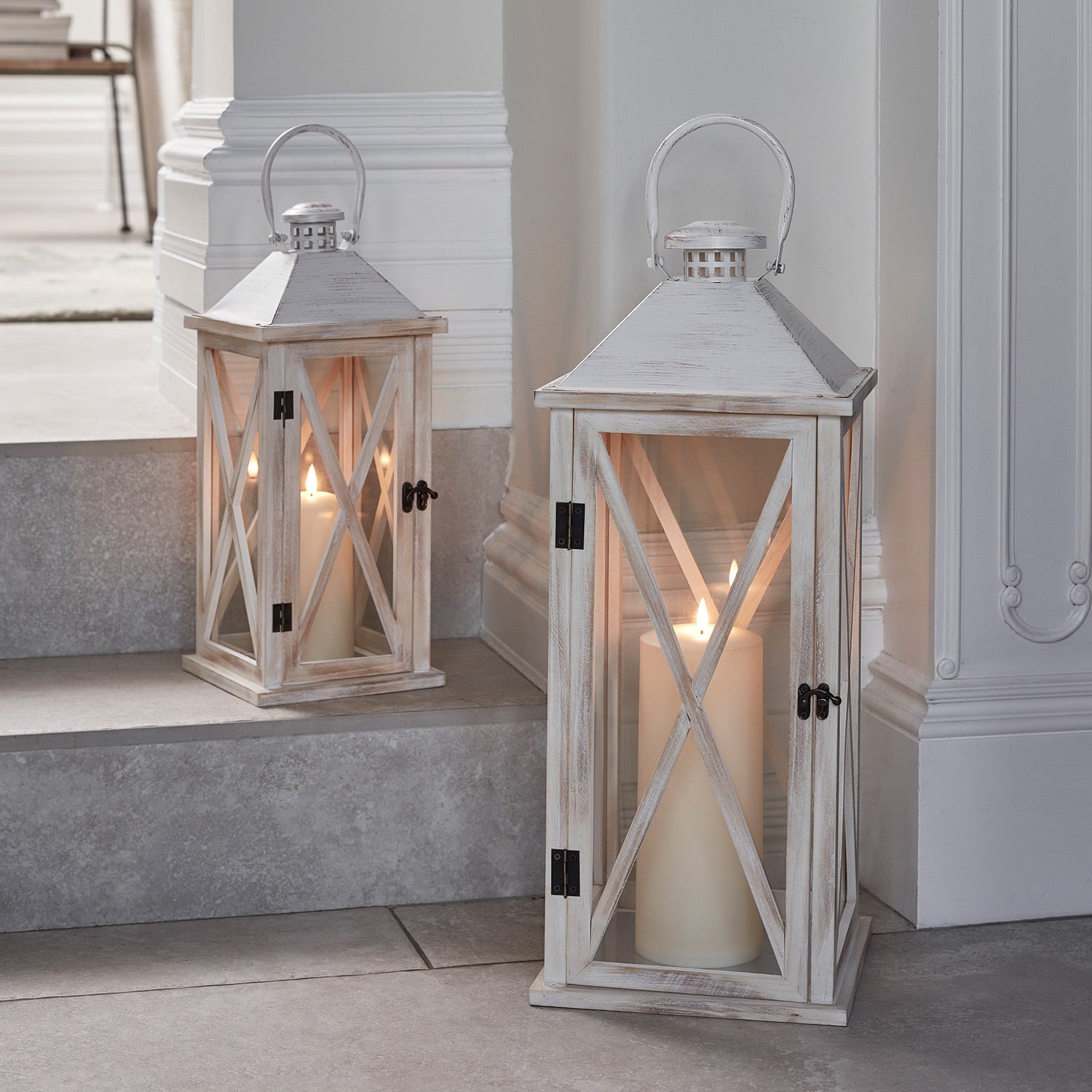 Folkestone Wooden Lantern Duo with TruGlow® Candles