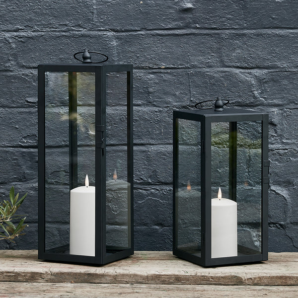 Bowen Large Black Garden Lantern with White TruGlow® Candle