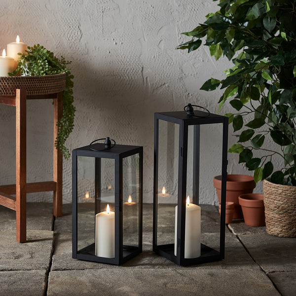 Bowen Large Black Garden Lantern with White TruGlow® Candle
