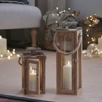 Salcombe Wooden Lantern Duo with TruGlow® Candles