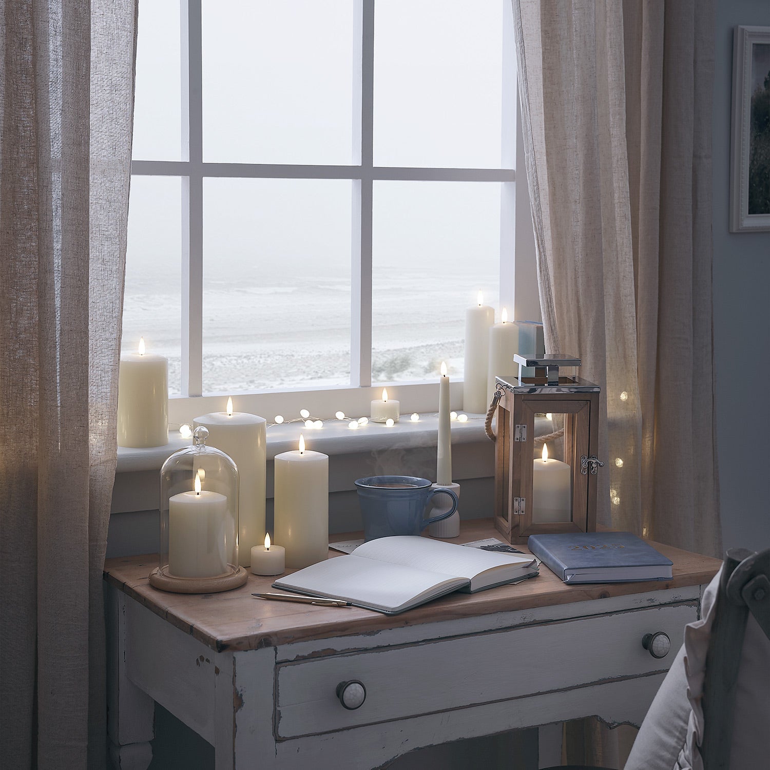 Salcombe Wooden Lantern Duo with TruGlow® Candles