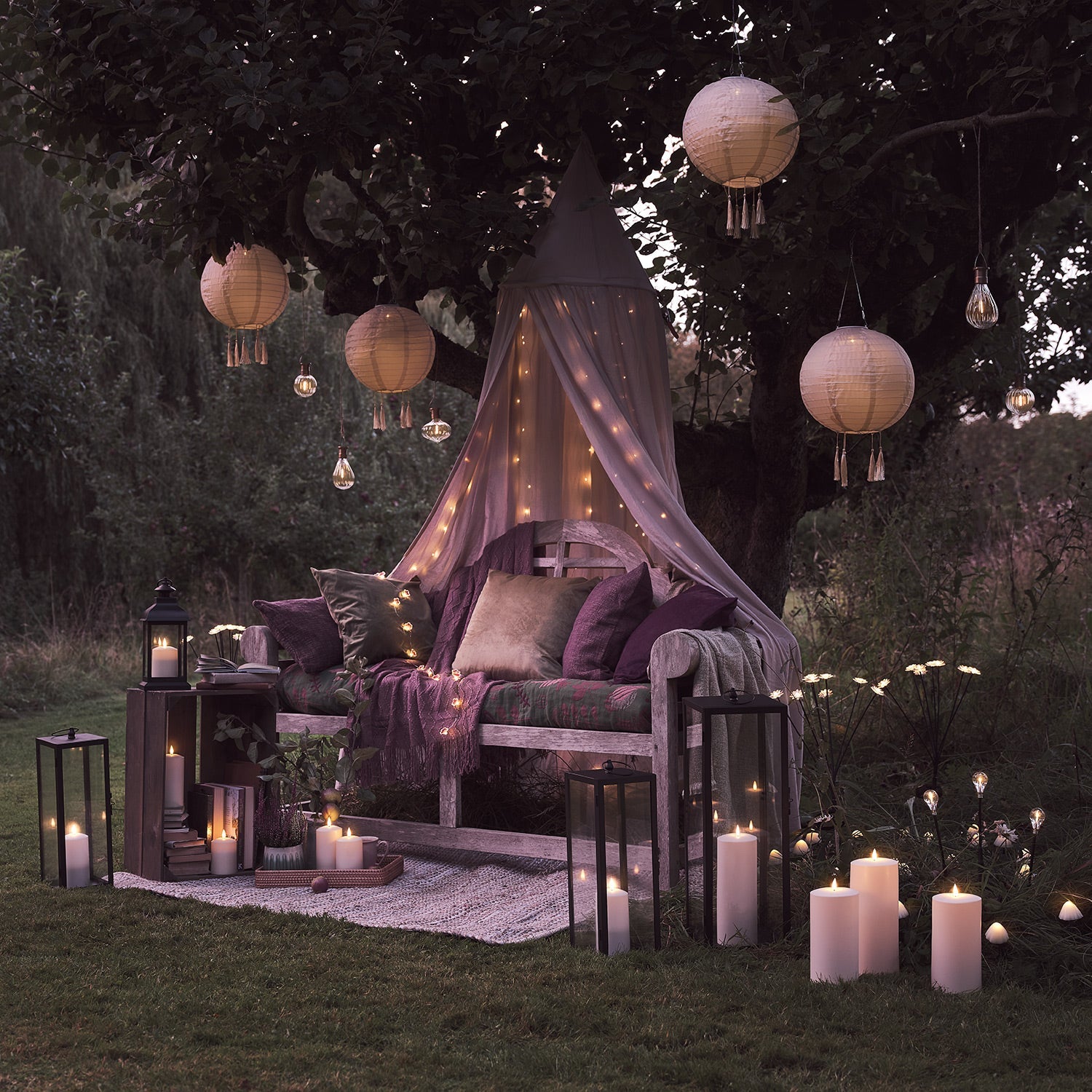 Bowen Black Garden Lantern Duo with TruGlow® Candles