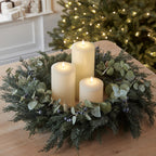 66cm Pre Lit Oversized Frosted Berry and Pinecone Wreath & TruGlow® LED Candle Bundle