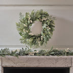 Pre Lit Eucalyptus and White Berry Christmas Wreath & Garland