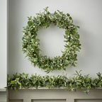 Pre Lit Mistletoe Eucalyptus Wreath & Garland