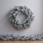Pre Lit Snowy Christmas Wreath & Garland