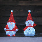 51cm Santa & Snowman LED 2D Acrylic Figure Duo