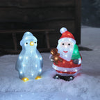 32cm Penguin & Santa LED 3D Acrylic Figure Duo