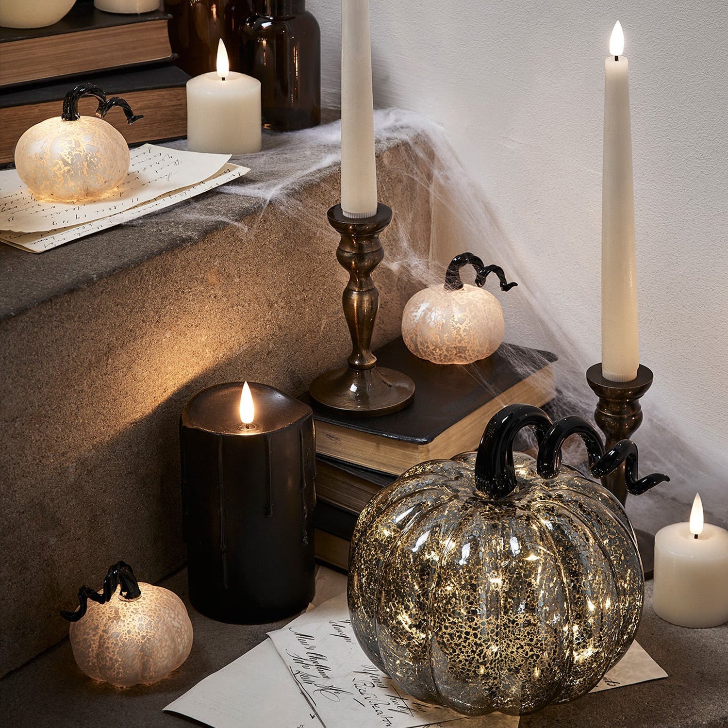 Halloween Black Pumpkin & TruGlow® Candle Bundle