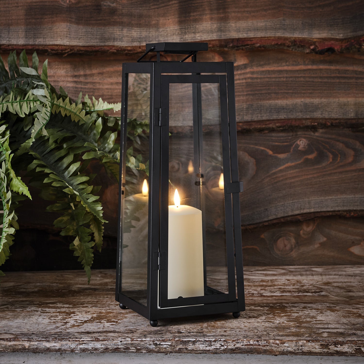 Porto Solar Metal Lantern Duo with TruGlow® LED Candles