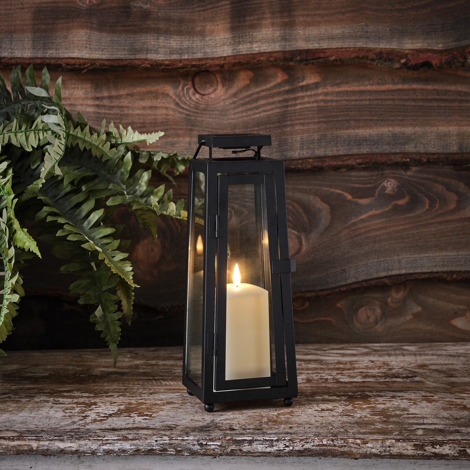 Porto Solar Metal Lantern Duo with TruGlow® LED Candles