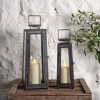 Porto Solar Metal Lantern Duo with TruGlow® LED Candles