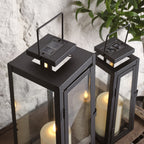 Porto Solar Metal Lantern Duo with TruGlow® LED Candles