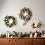 35cm Eucalyptus Christmas Half Wreath Micro Light Bundle