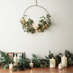 35cm Eucalyptus Christmas Half Wreath Micro Light Bundle