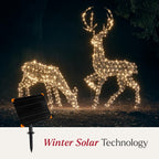 2m Solar Powered Studley Rattan Stag Dual Colour LED Light Up Reindeer