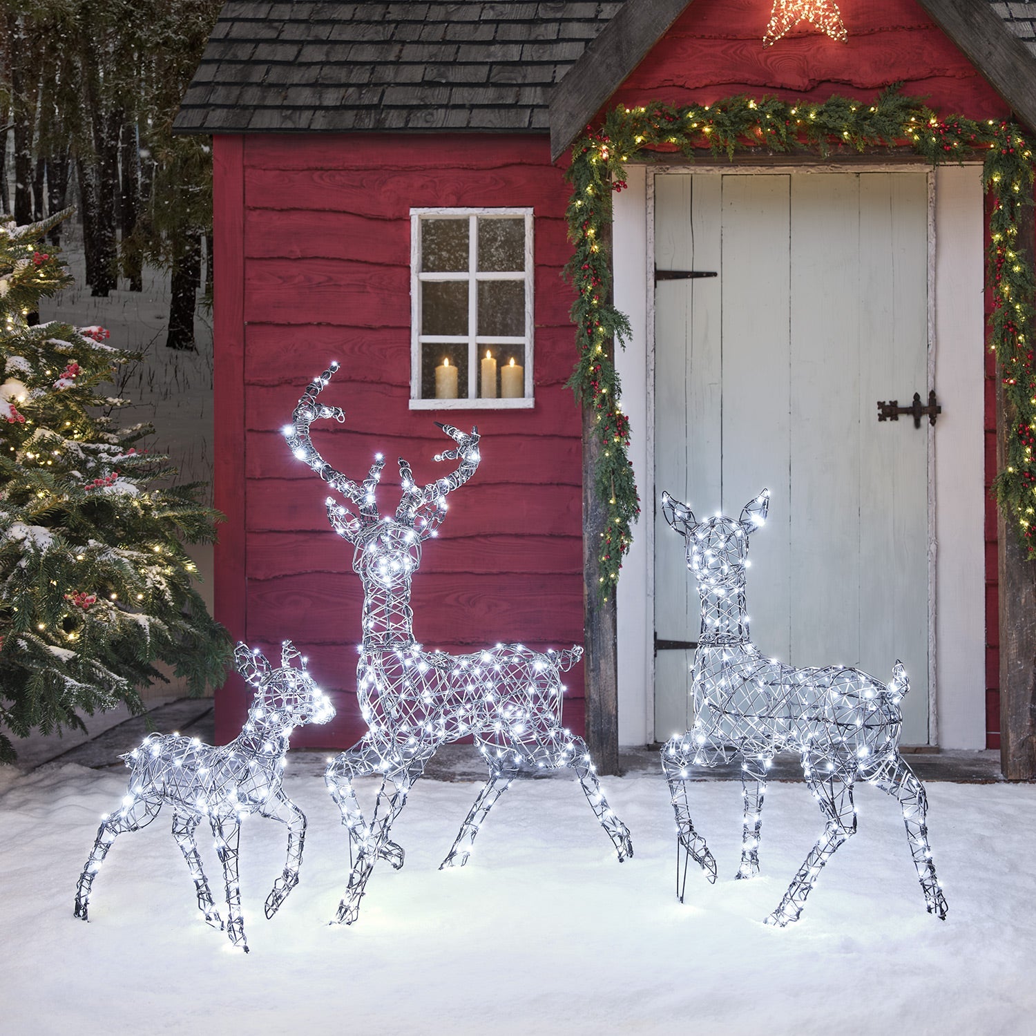 Dual LED Studley Light Up Reindeer Family